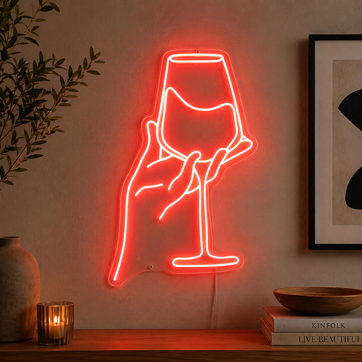Wine In Hand Version 3 LED Neon Sign main product image