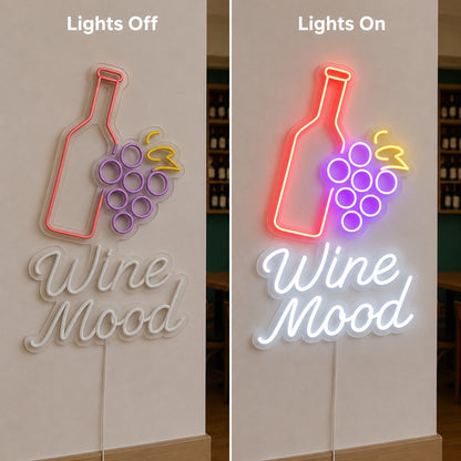 Wine Mood Bottle And Grapes LED Neon Sign main product image