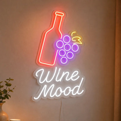 Wine Mood Bottle And Grapes LED Neon Sign - Shineneon