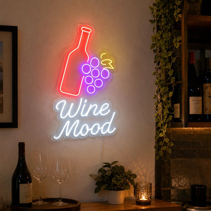 Wine Mood Bottle And Grapes LED Neon Sign - Shineneon