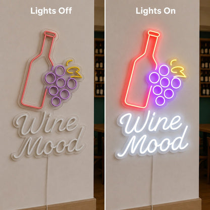 Wine Mood Bottle And Grapes LED Neon Sign - Shineneon