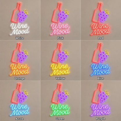 Wine Mood Bottle And Grapes LED Neon Sign - Shineneon