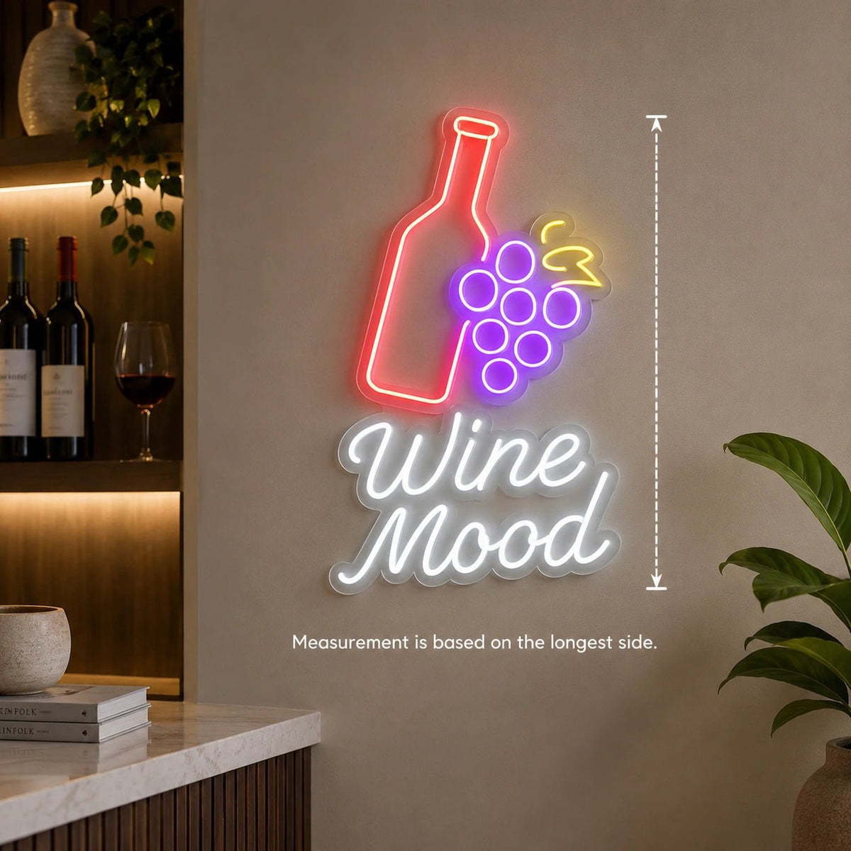 Wine Mood Bottle And Grapes LED Neon Sign - Shineneon