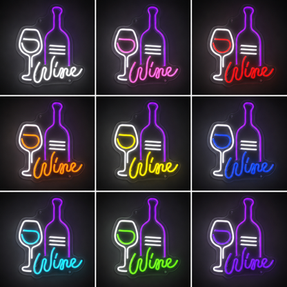 Wine Porta Rolha LED Neon Sign color grid