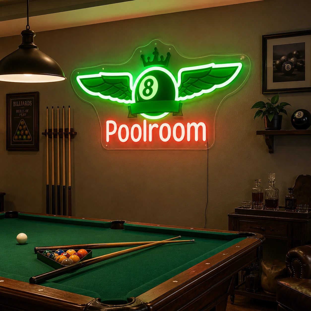 Winged Eight Ball Neon Sign LED Neon Sign real lifestyle scene
