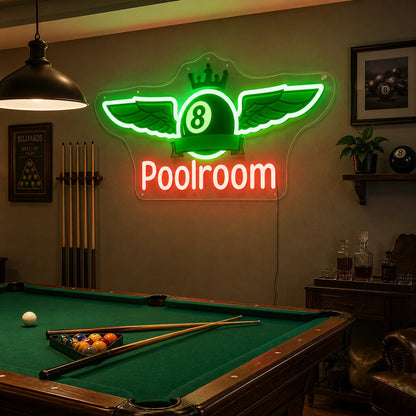 Winged Eight Ball Neon Sign LED Neon Sign real lifestyle scene