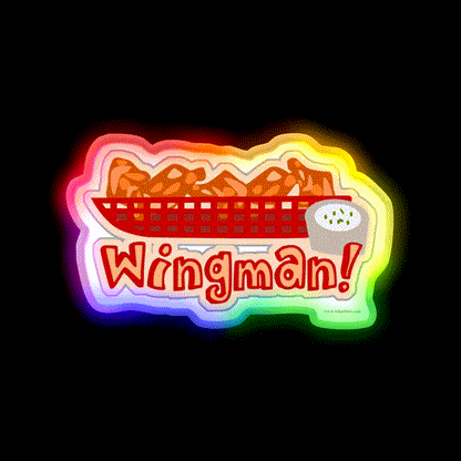 Wingman Hot Wings Cartoon Slogan Snack Food Led Neon Sign Rgb Color