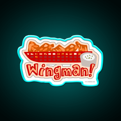 Wingman Hot Wings Cartoon Slogan Snack Food Led Neon Sign Rgb Color - Shineneon