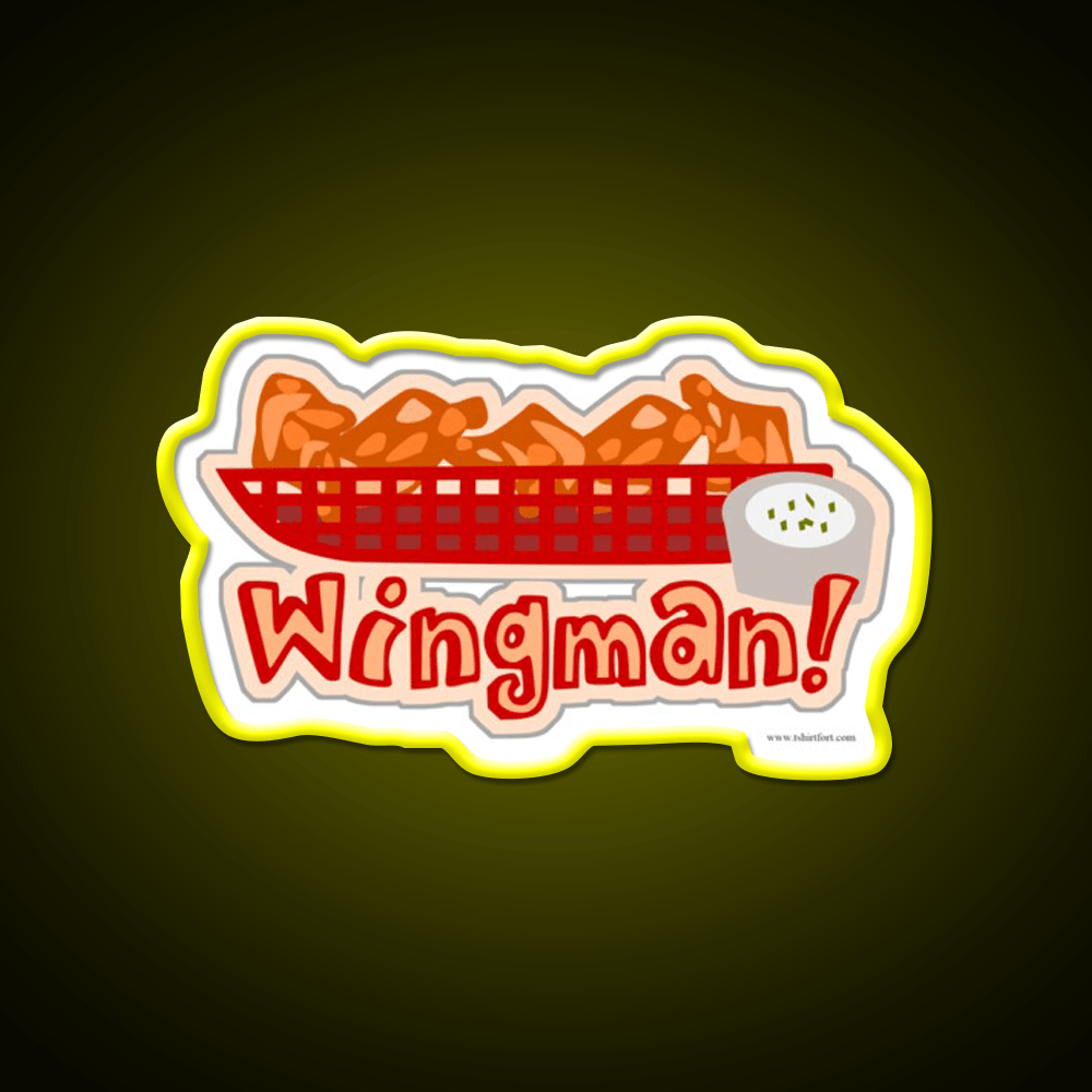 Wingman Hot Wings Cartoon Slogan Snack Food Led Neon Sign Rgb Color - Shineneon