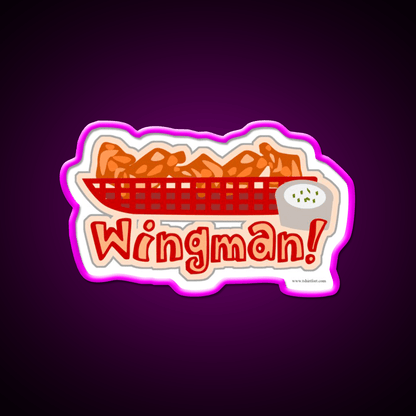 Wingman Hot Wings Cartoon Slogan Snack Food Led Neon Sign Rgb Color - Shineneon