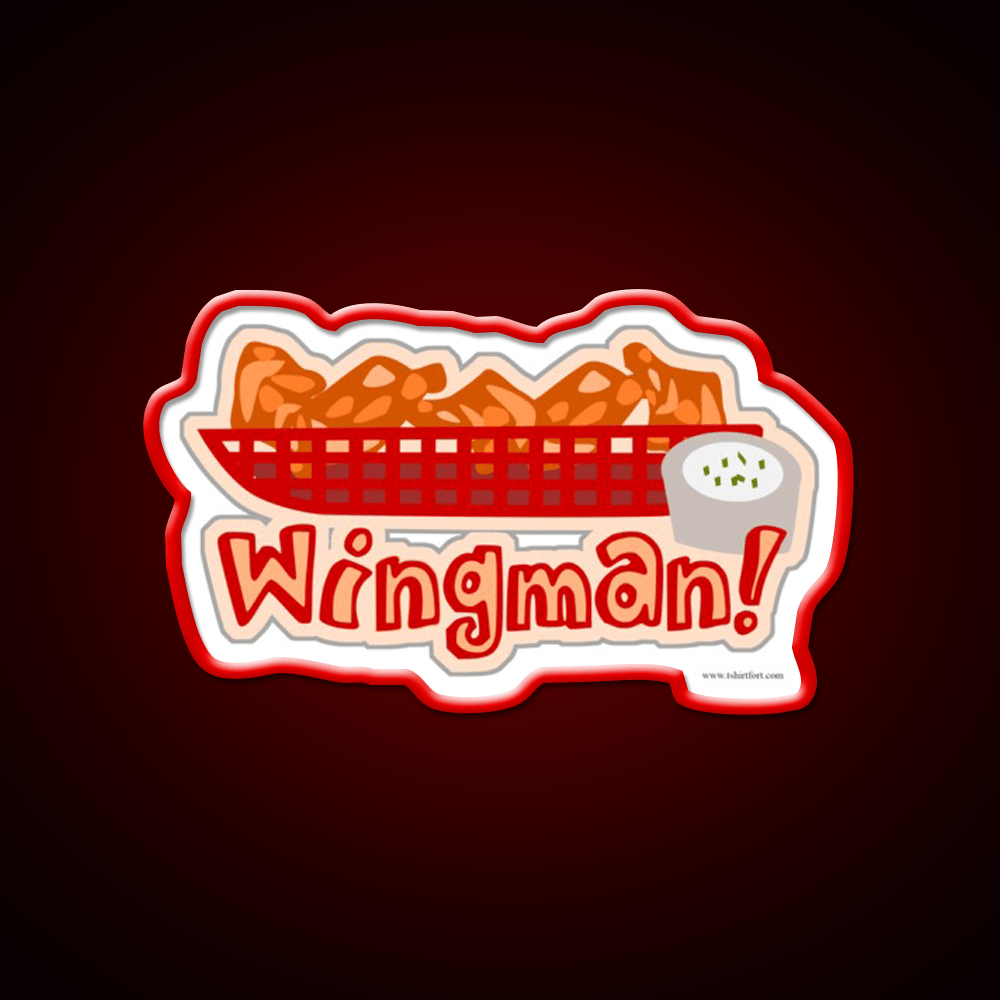 Wingman Hot Wings Cartoon Slogan Snack Food Led Neon Sign Rgb Color - Shineneon