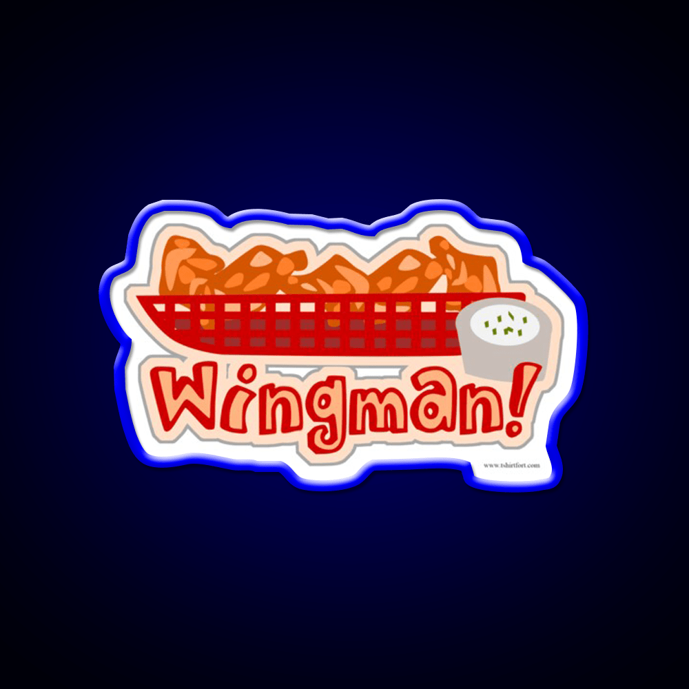 Wingman Hot Wings Cartoon Slogan Snack Food Led Neon Sign Rgb Color - Shineneon