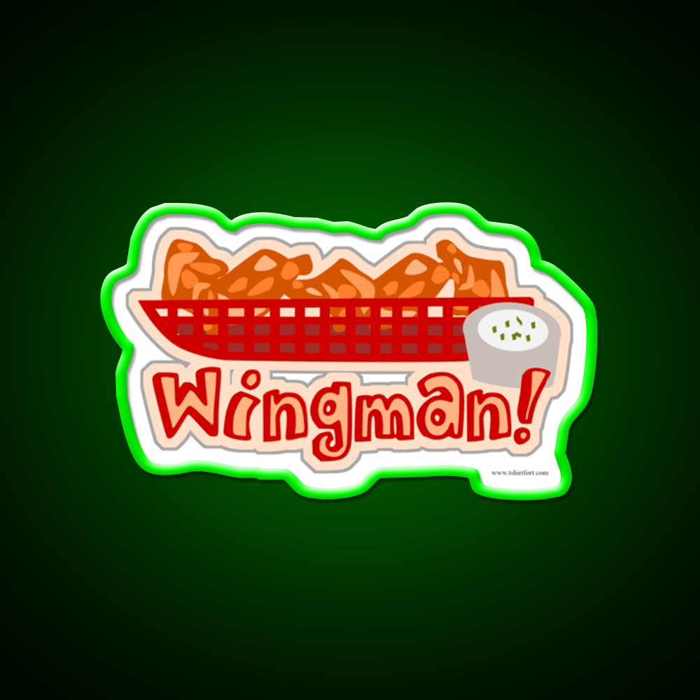 Wingman Hot Wings Cartoon Slogan Snack Food Led Neon Sign Rgb Color - Shineneon