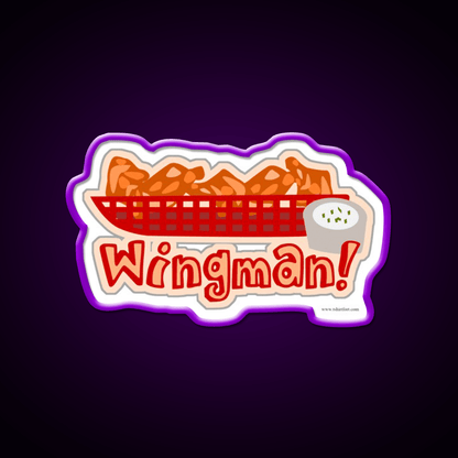 Wingman Hot Wings Cartoon Slogan Snack Food Led Neon Sign Rgb Color - Shineneon