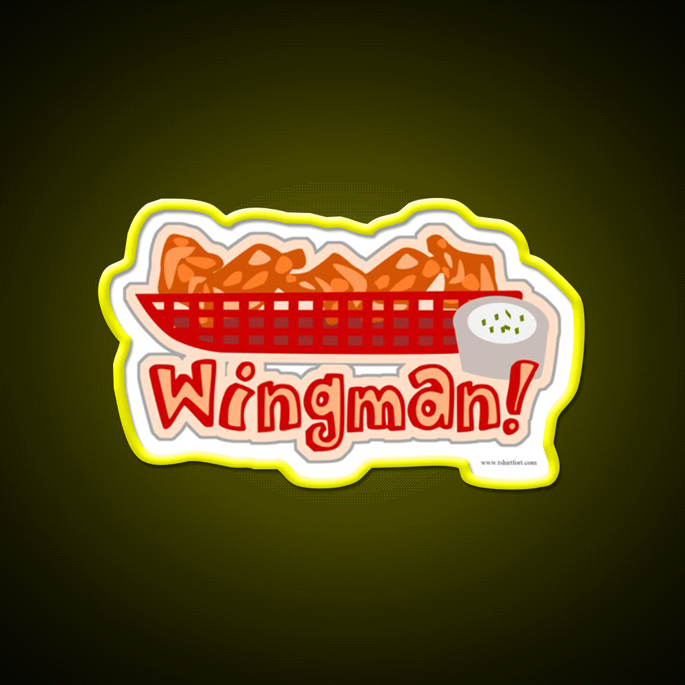 Wingman Hot Wings Cartoon Slogan Snack Food Led Neon Sign Rgb Color - Custom LED neon sign front view