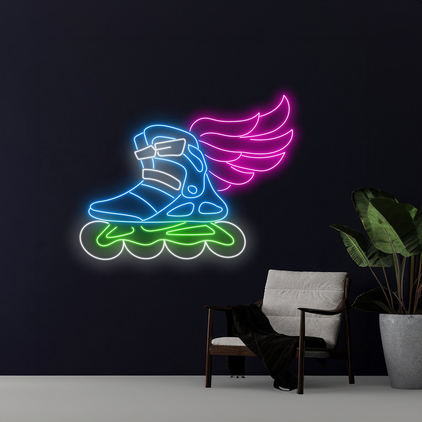 Wings Roller Skate Neon Sign