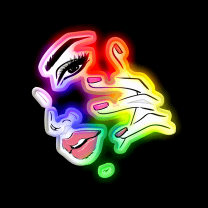 Wink Kiss Eyelashes Nail Art Nail Salon Led Neon Sign For Tech Room Rgb Color - LED neon sign close-up detail