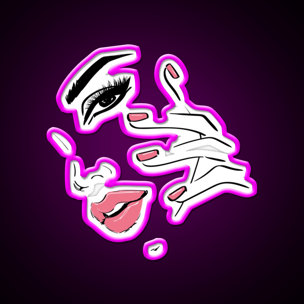 Wink Kiss Eyelashes Nail Art Nail Salon Led Neon Sign For Tech Room Rgb Color - Shineneon