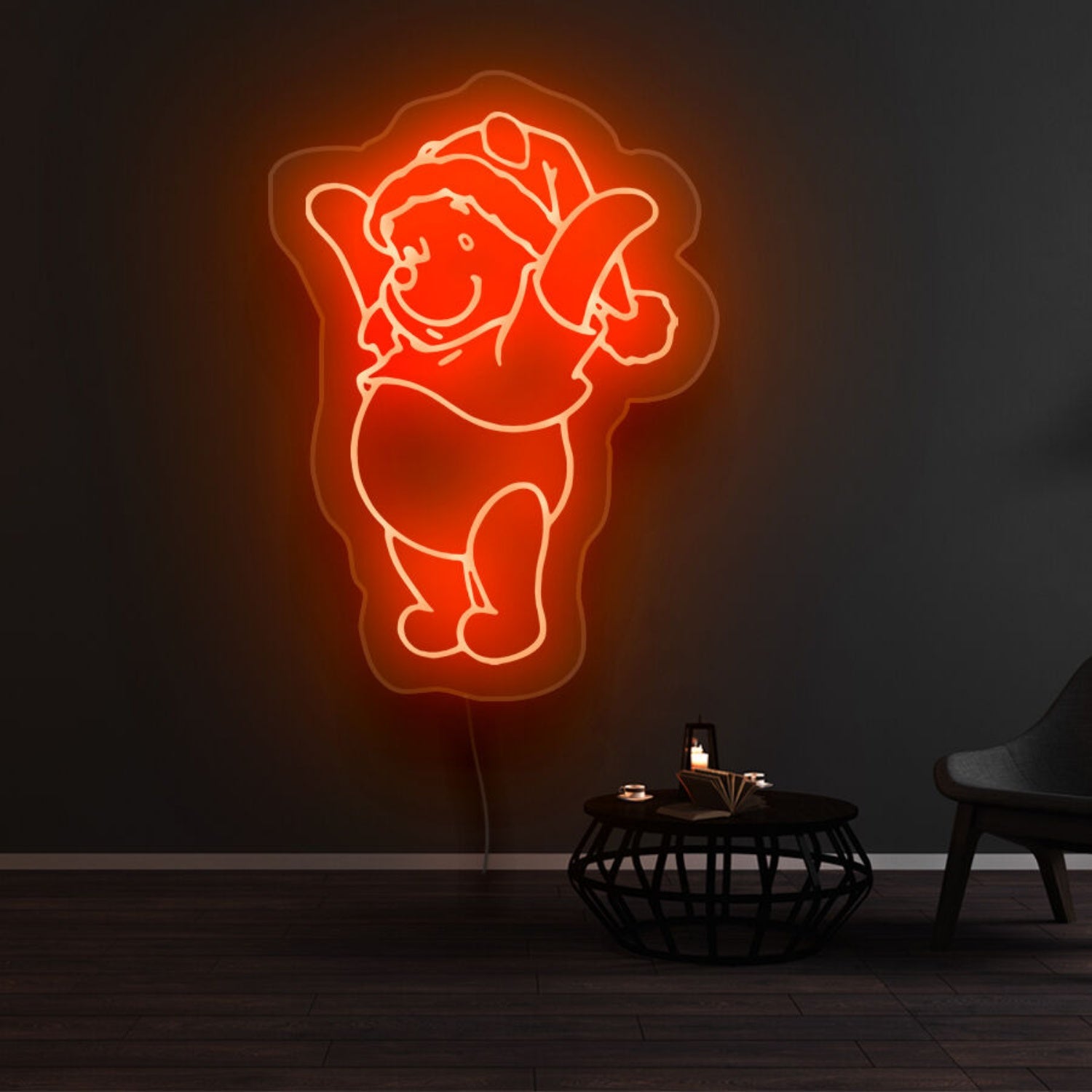 Winnie The Pooh Christmas Hat Neon Sign | Shineneon