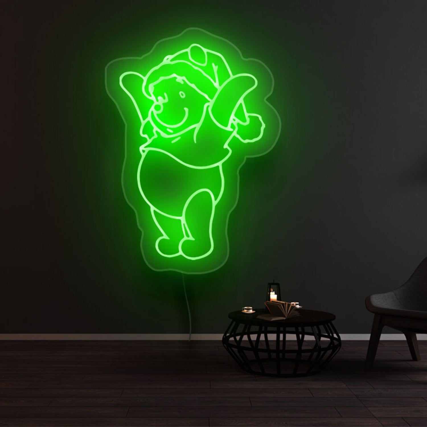Winnie The Pooh Christmas Hat Neon Sign | Shineneon