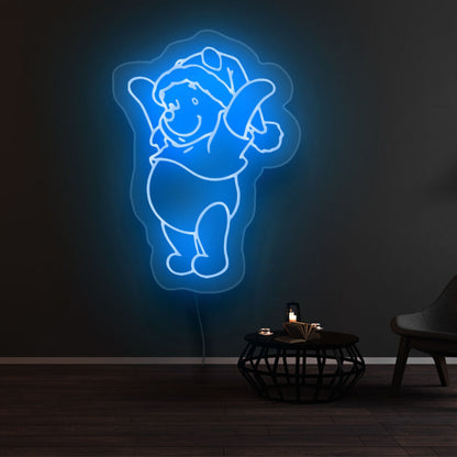 Winnie The Pooh Christmas Hat Neon Sign | Shineneon