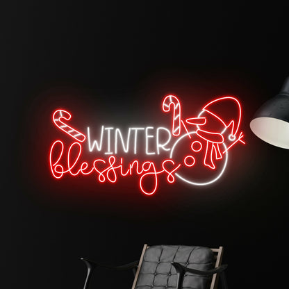 Winter Blessings Snowman Merry Christmas Decor | Shineneon