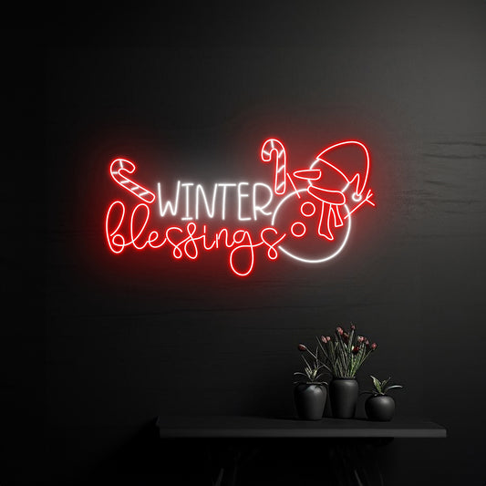 Winter Blessings Snowman Neon Sign