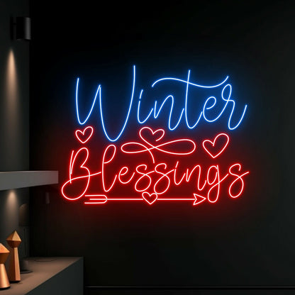 Winter Blessings Text Christmas Led Neon Sign Merry Christmas | Shineneon