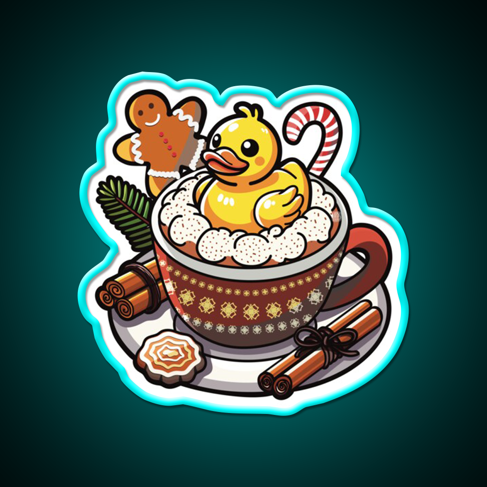 Winter Christmas Duck Coffee Cafe Led Neon Sign Espresso Bar Art Rgb Color