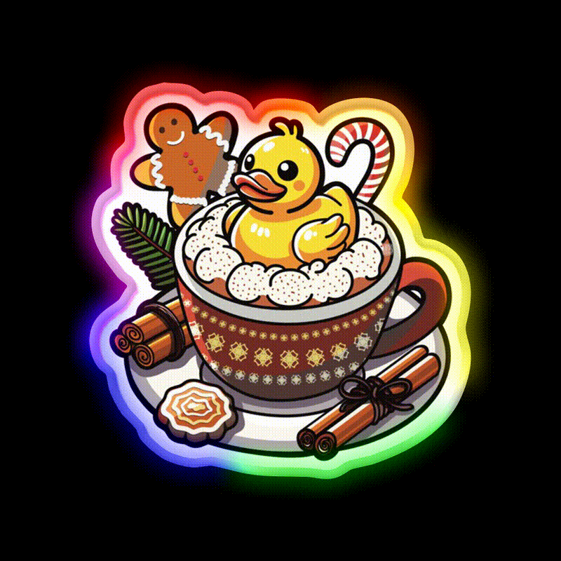 Winter Christmas Duck Coffee Cafe Led Neon Sign Espresso Bar Art Rgb Color