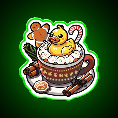 Winter Christmas Duck Coffee Cafe Led Neon Sign Espresso Bar Art Rgb Color