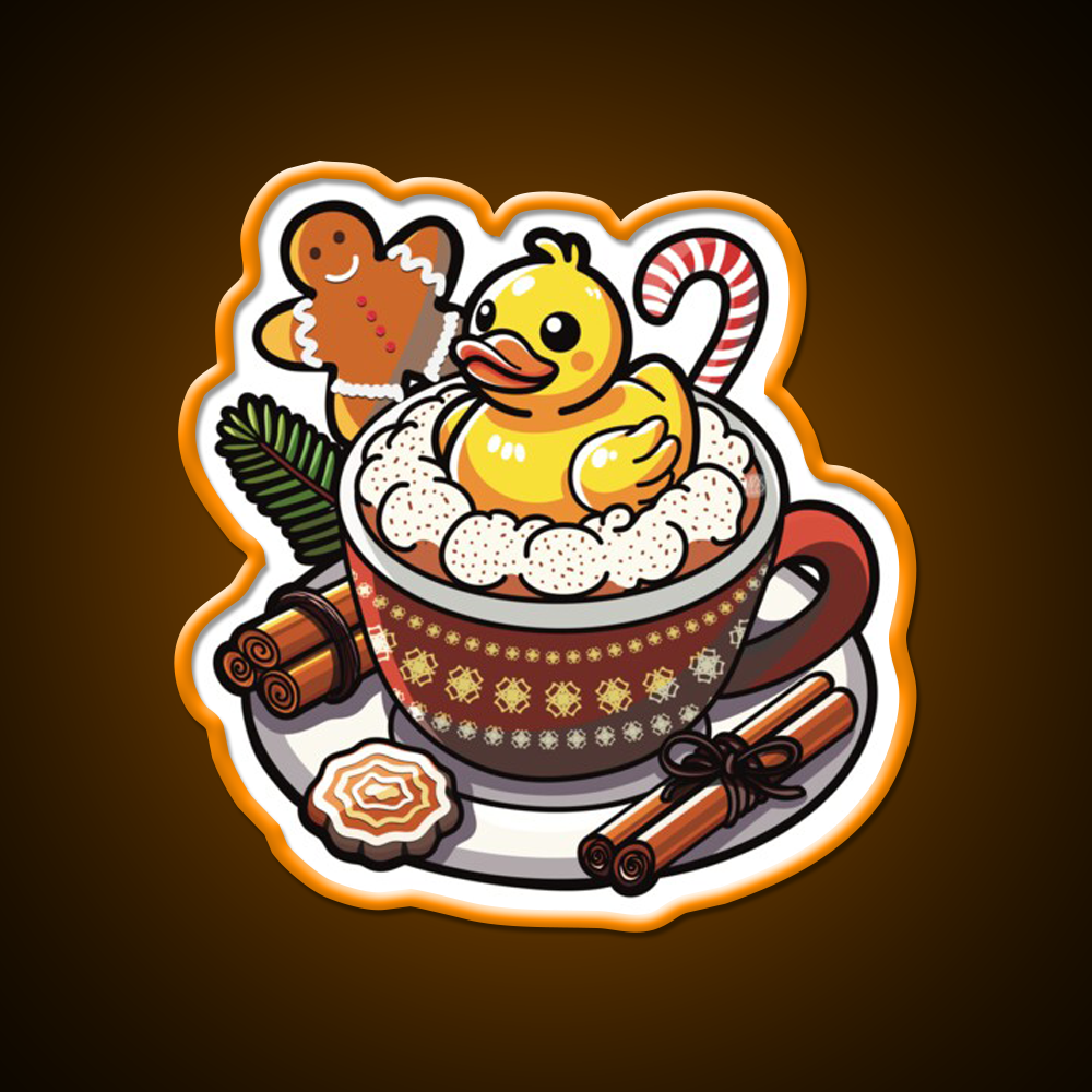 Winter Christmas Duck Coffee Cafe Led Neon Sign Espresso Bar Art Rgb Color