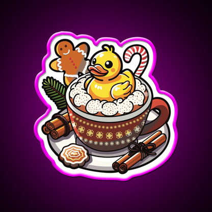 Winter Christmas Duck Coffee Cafe Led Neon Sign Espresso Bar Art Rgb Color