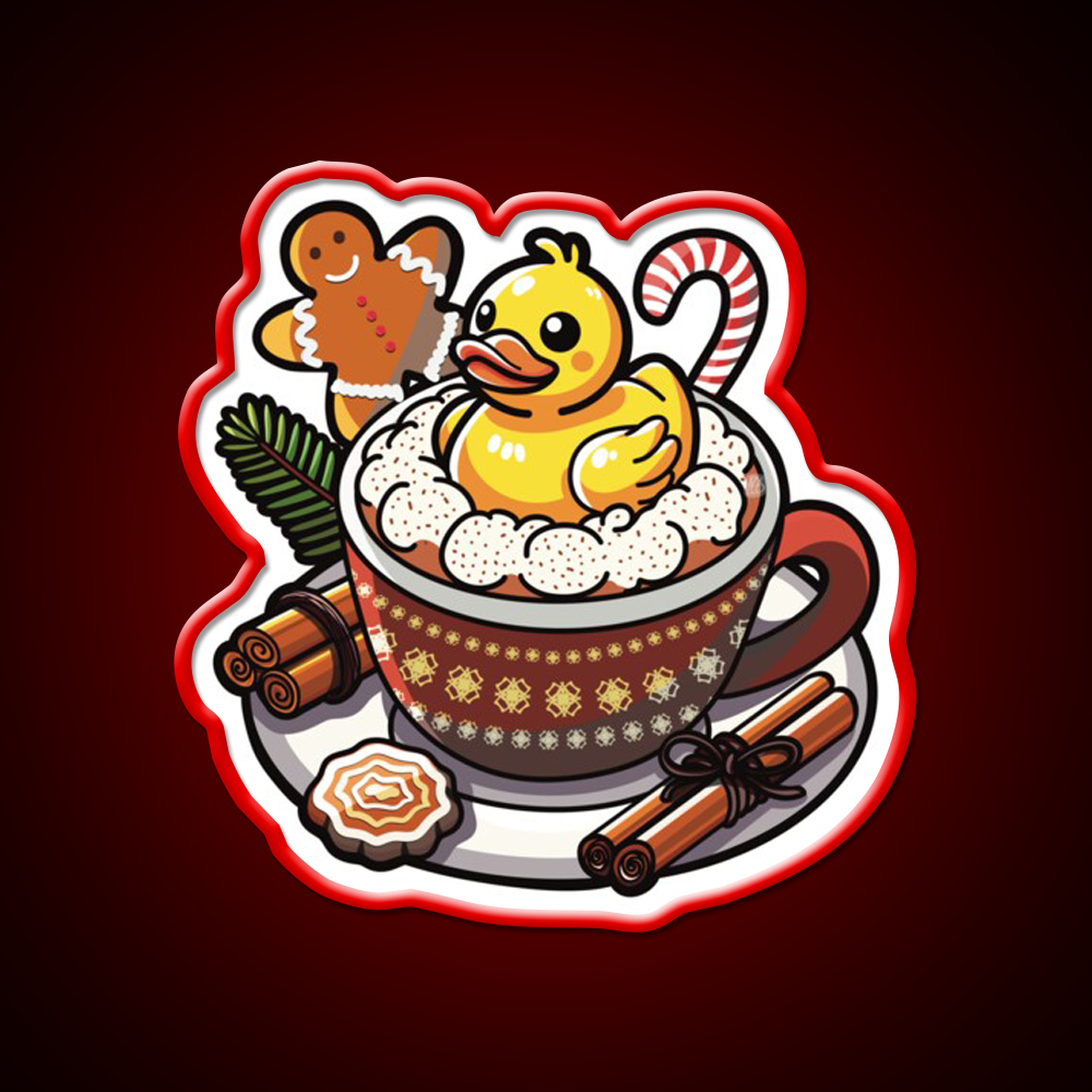 Winter Christmas Duck Coffee Cafe Led Neon Sign Espresso Bar Art Rgb Color