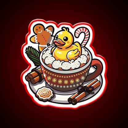 Winter Christmas Duck Coffee Cafe Led Neon Sign Espresso Bar Art Rgb Color