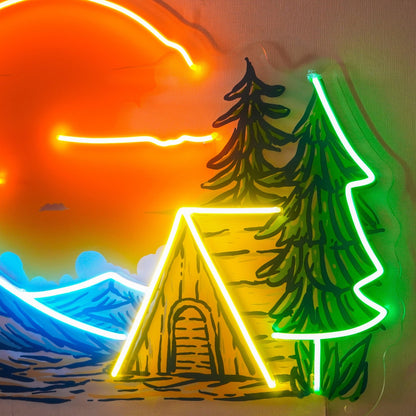 Winter Relaxation Camping Sun Pine Uv Printed Led Neon Sign For Indoor Wall Decor | Shineneon