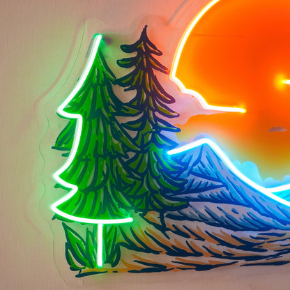 Winter Relaxation Camping Sun Pine Uv Printed Led Neon Sign For Indoor Wall Decor | Shineneon