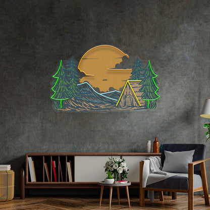 Winter Relaxation Camping Sun Pine Uv Printed Led Neon Sign For Indoor Wall Decor | Shineneon