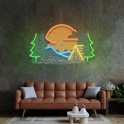 Winter Relaxation Camping Sun Pine Uv Printed Led Neon Sign For Indoor Wall Decor | Shineneon