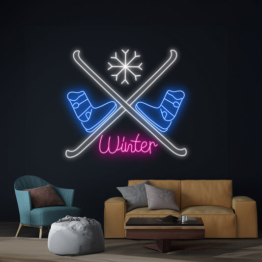 Winter Skiing Led Sign Fan Club Neon Light