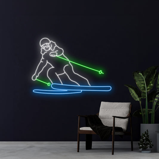 Winter Skiing Neon Sign Sport Room Wall Art Decor