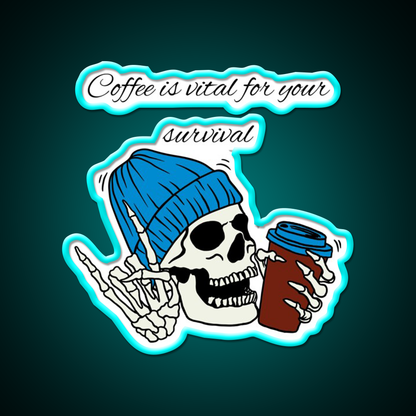 Winter Skull Coffee Drink Cafe Led Neon Sign Espresso Bar Art Rgb Color