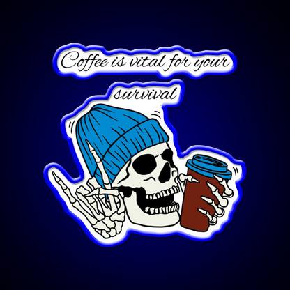 Winter Skull Coffee Drink Cafe Led Neon Sign Espresso Bar Art Rgb Color