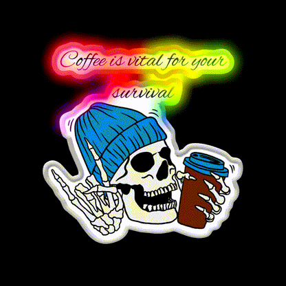 Winter Skull Coffee Drink Cafe Led Neon Sign Espresso Bar Art Rgb Color