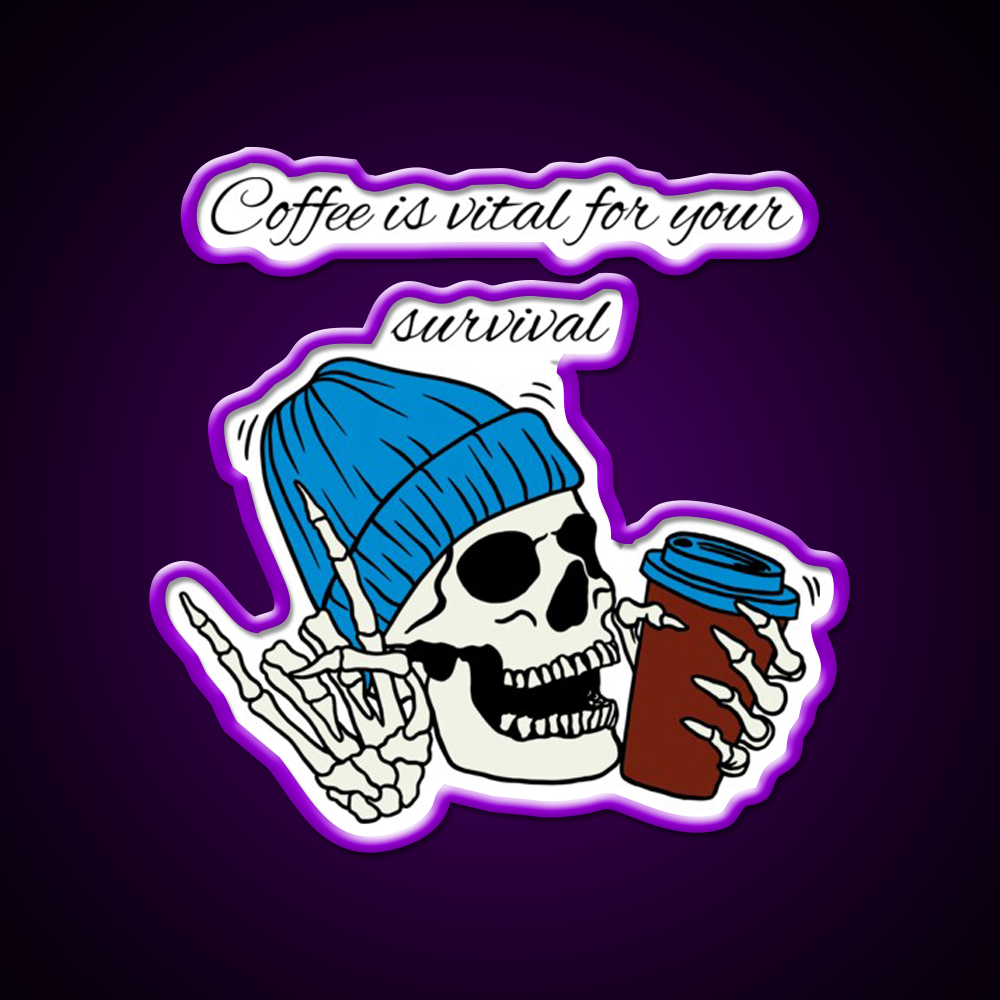 Winter Skull Coffee Drink Cafe Led Neon Sign Espresso Bar Art Rgb Color