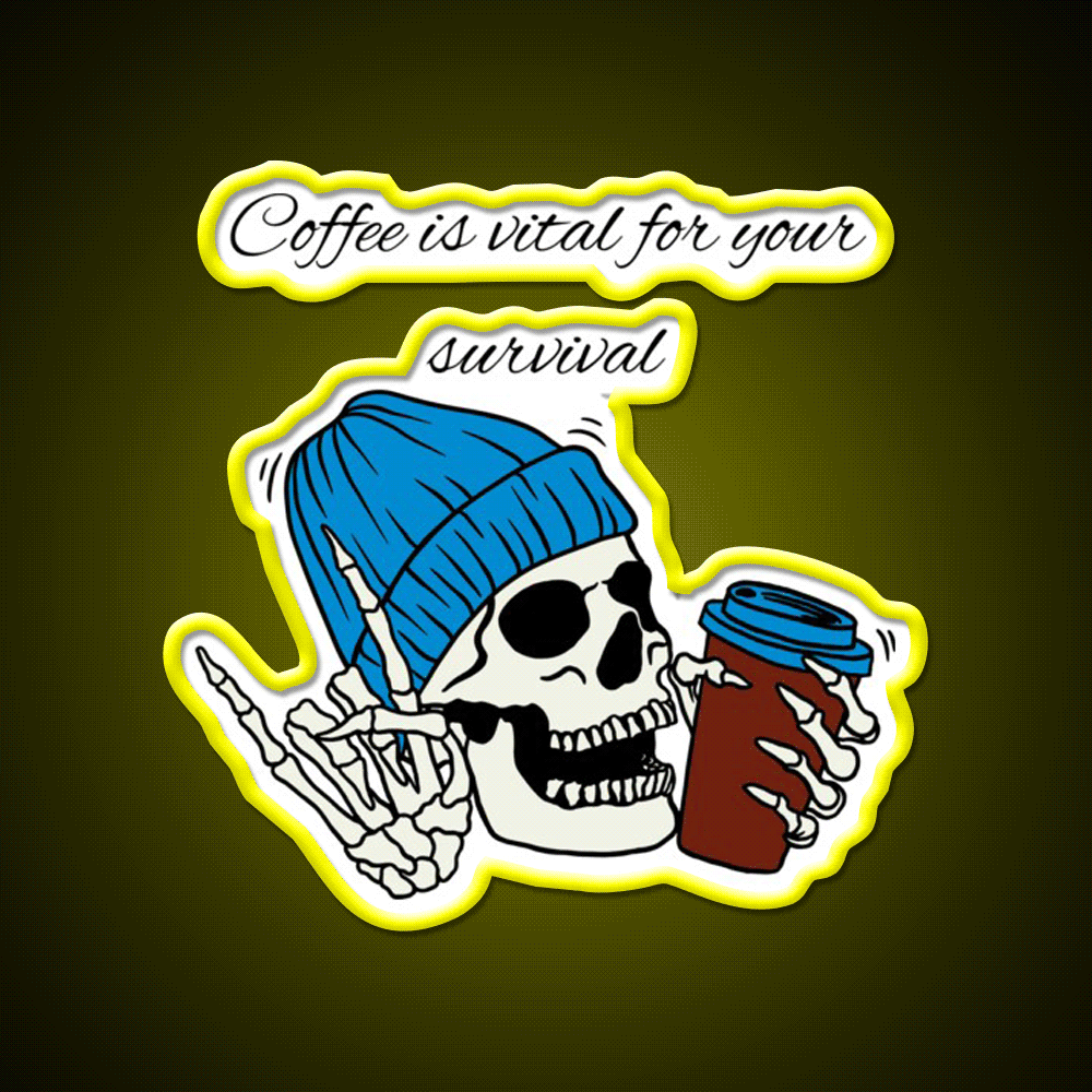 Winter Skull Coffee Drink Cafe Led Neon Sign Espresso Bar Art Rgb Color