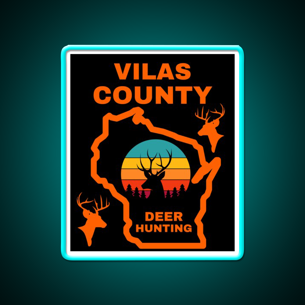 Wisconsin Deer Hunter Vilas County Beer Bar Decor Led Neon Sign Rgb Color - Size and dimension reference