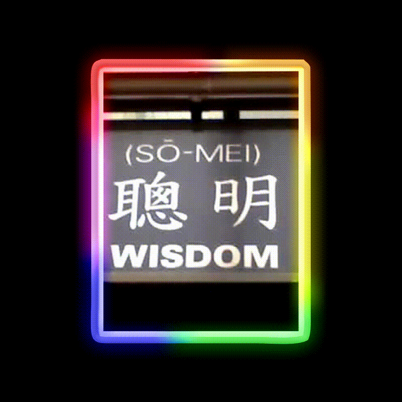 Wisdom In Chinese Characters Asian Cultural Led Neon Sign Rgb Color - LED neon sign close-up detail
