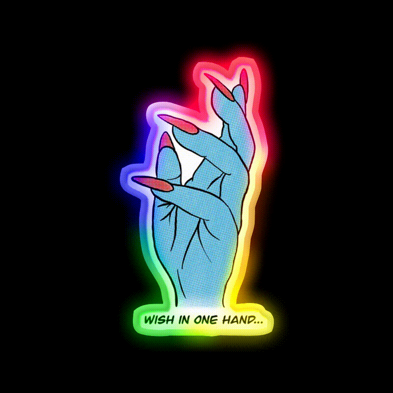 Wish In One Hand Nail Salon Led Neon Sign Rgb Color - LED neon sign close-up detail