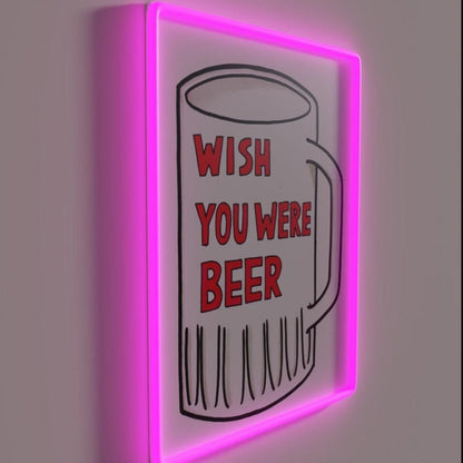 Wish You Were Beer Rgb Led Neon Sign Restaurant Wall Art - Shineneon
